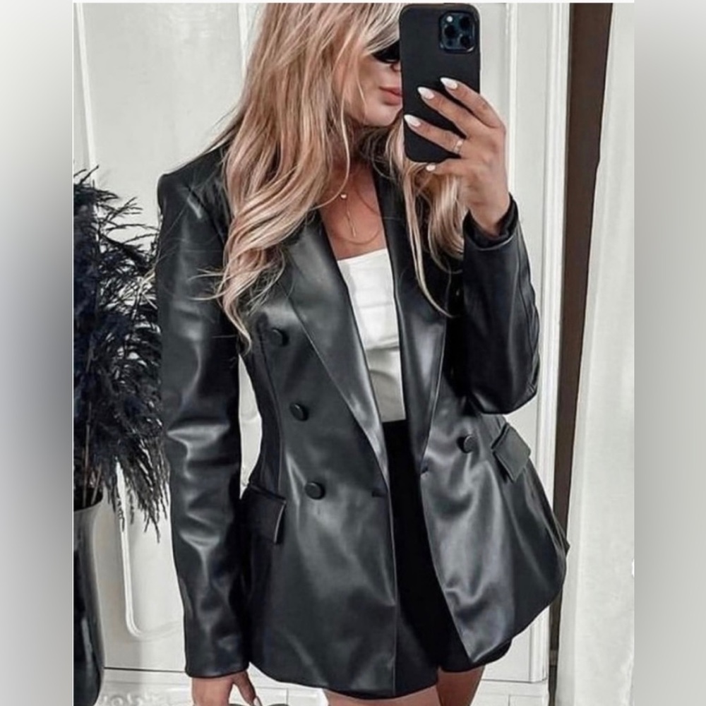 Zara Faux Leather Blazer